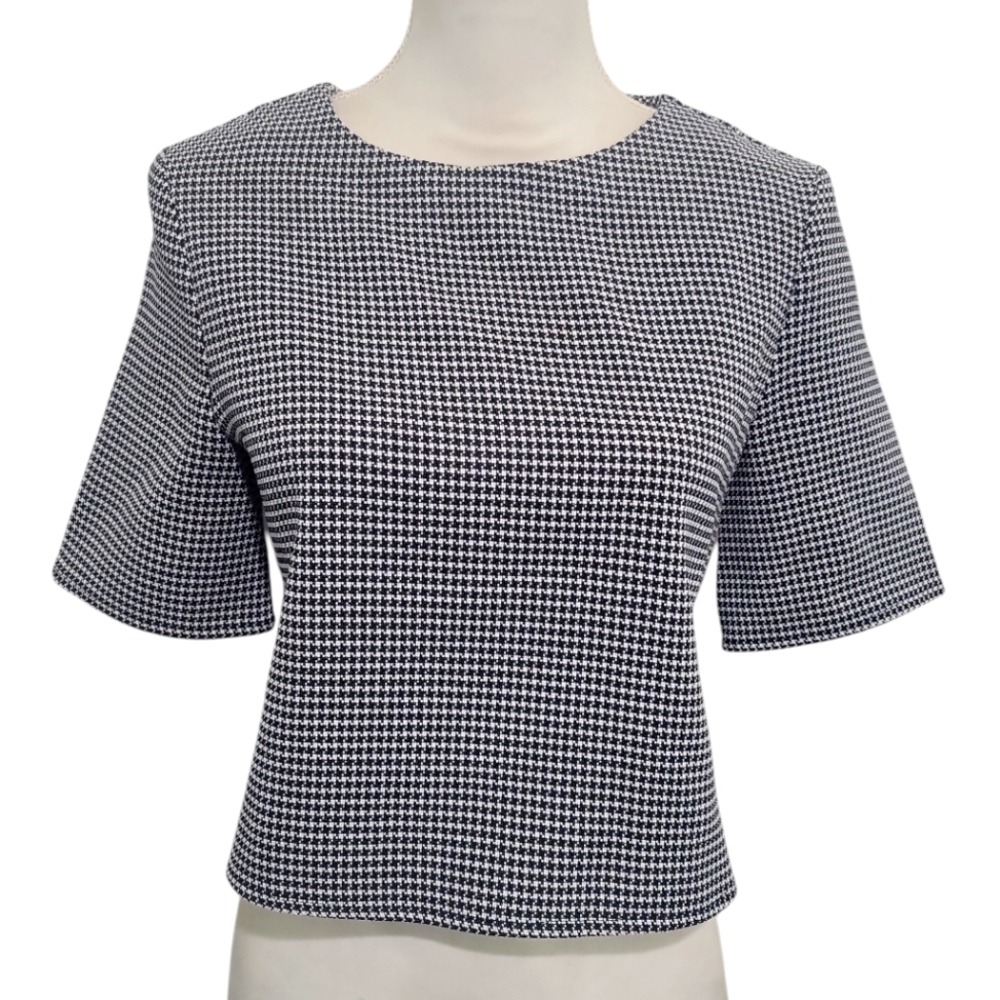 Harper Houndstooth Cropped Blouse Size Small